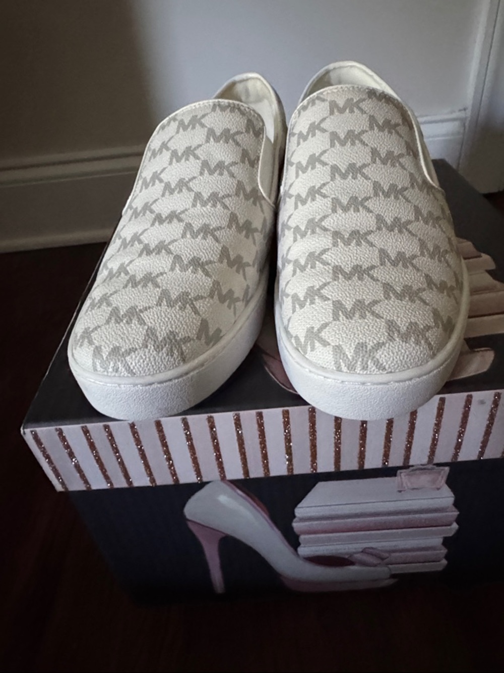 Michael Kors White Slip-On Logo Sneaker